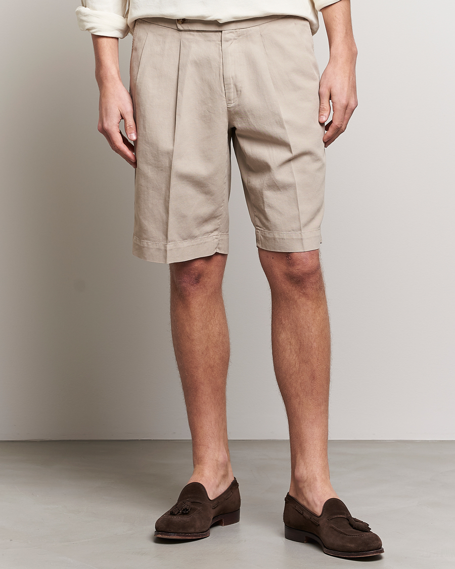 Herren | Shorts | Incotex | Pleated Chinolino Shorts Beige