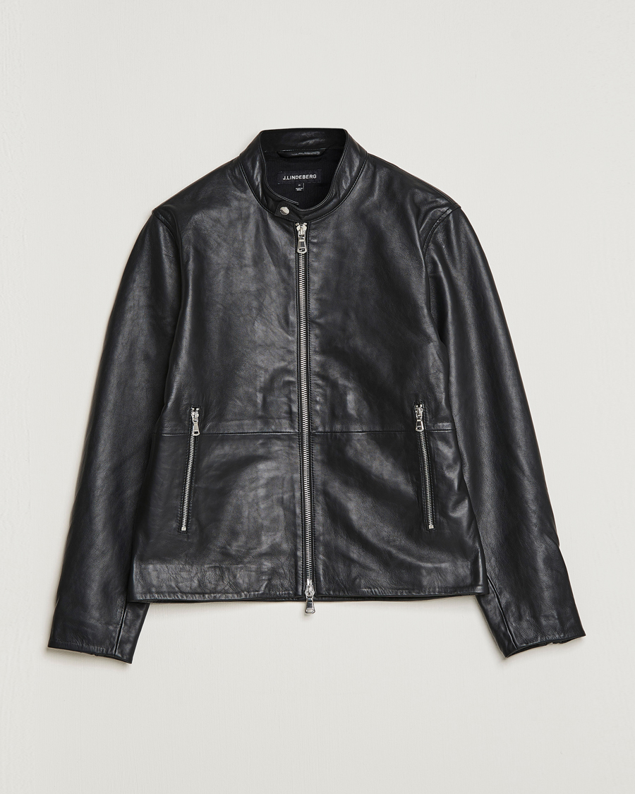 Herren | Jacken | J.Lindeberg | Boris Biker Leather Jacket Black