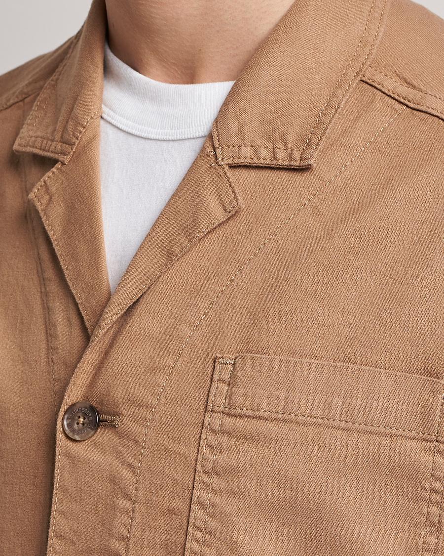 Herren | Hemden | J.Lindeberg | Errol Linen/Cotton Workwear Overshirt Tiger Brown