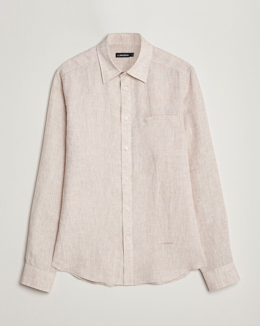 Herren | Hemden | J.Lindeberg | Slim Fit Linen Melange Shirt Safari Beige