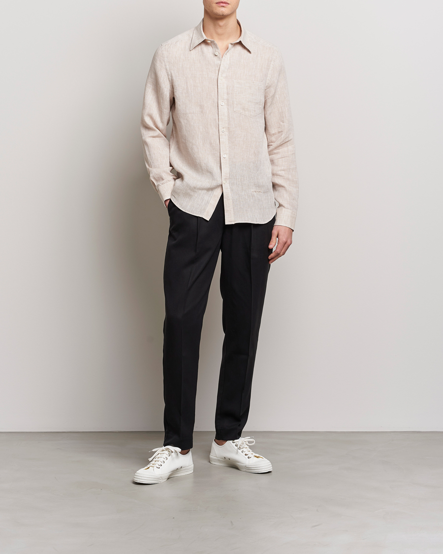 Herren | Hemden | J.Lindeberg | Slim Fit Linen Melange Shirt Safari Beige