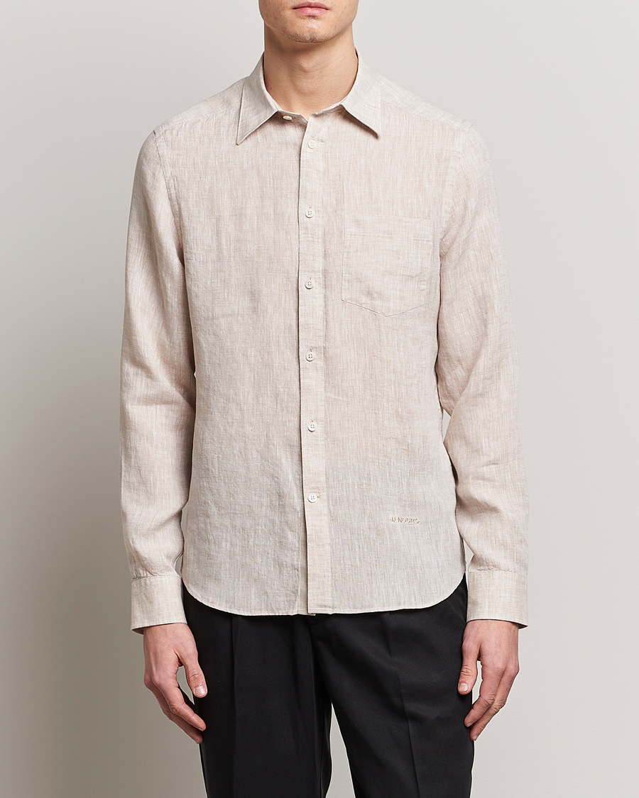 Herren | Leinenhemden | J.Lindeberg | Slim Fit Linen Melange Shirt Safari Beige