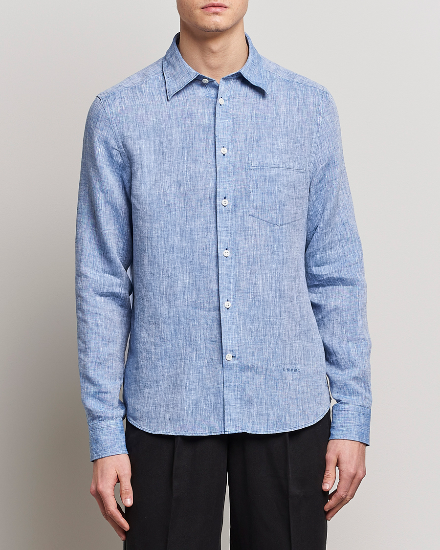 Herren | Hemden | J.Lindeberg | Slim Fit Linen Melange Shirt Lapis Blue