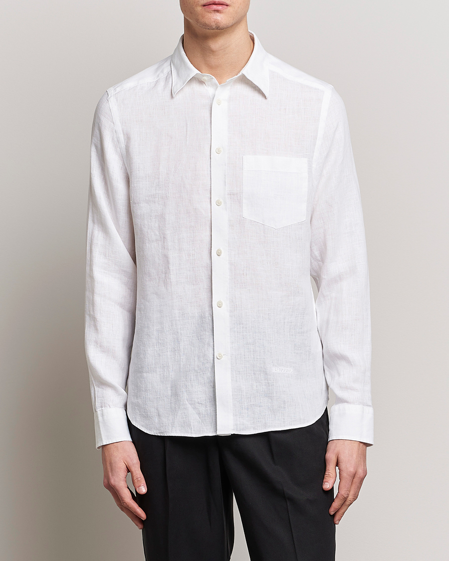 Herren | Leinenhemden | J.Lindeberg | Slim Fit Clean Linen Shirt White