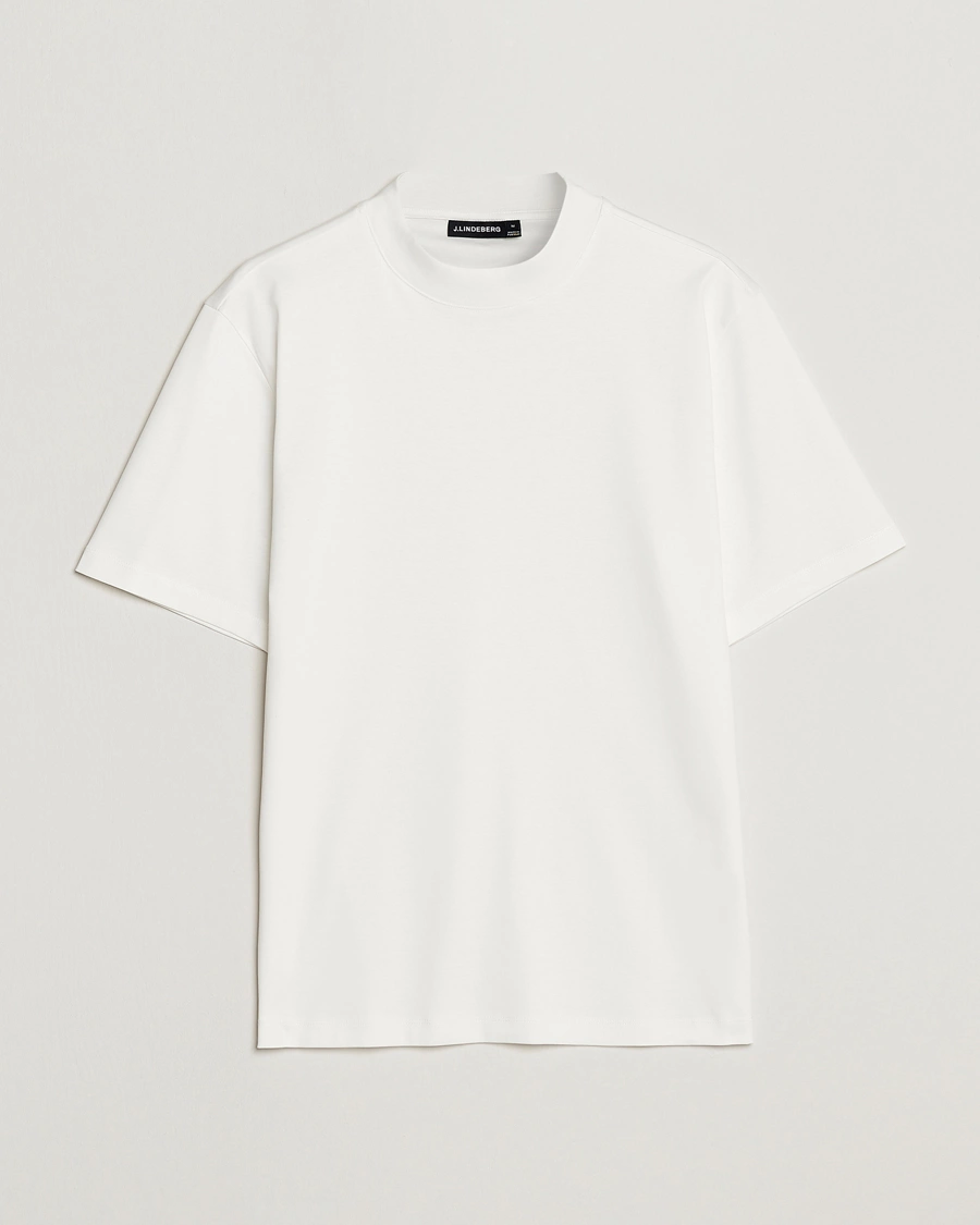 Herren | J.Lindeberg | J.Lindeberg | Ace Mock Neck Mercerized Cotton T-Shirt White