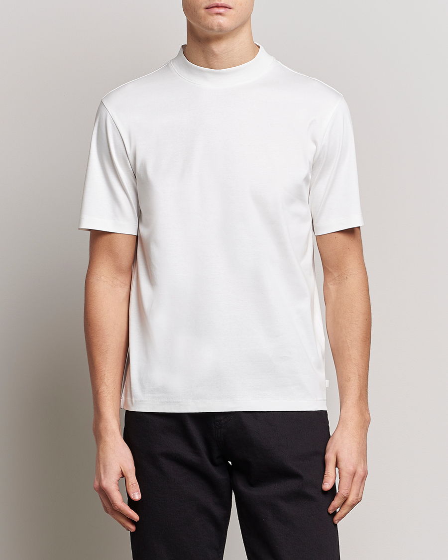 Herren | J.Lindeberg | J.Lindeberg | Ace Mock Neck Mercerized Cotton T-Shirt White