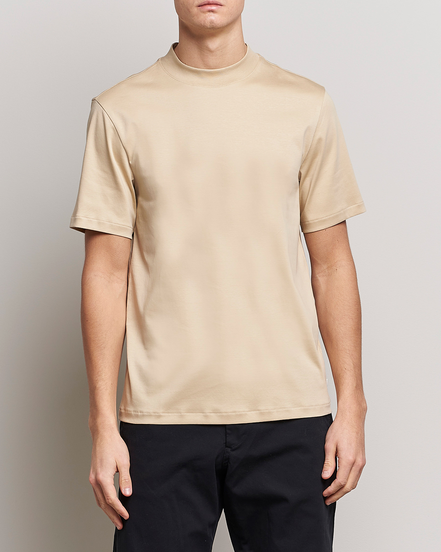 Herren |  | J.Lindeberg | Ace Mock Neck Mercerized Cotton T-Shirt Safari Beige