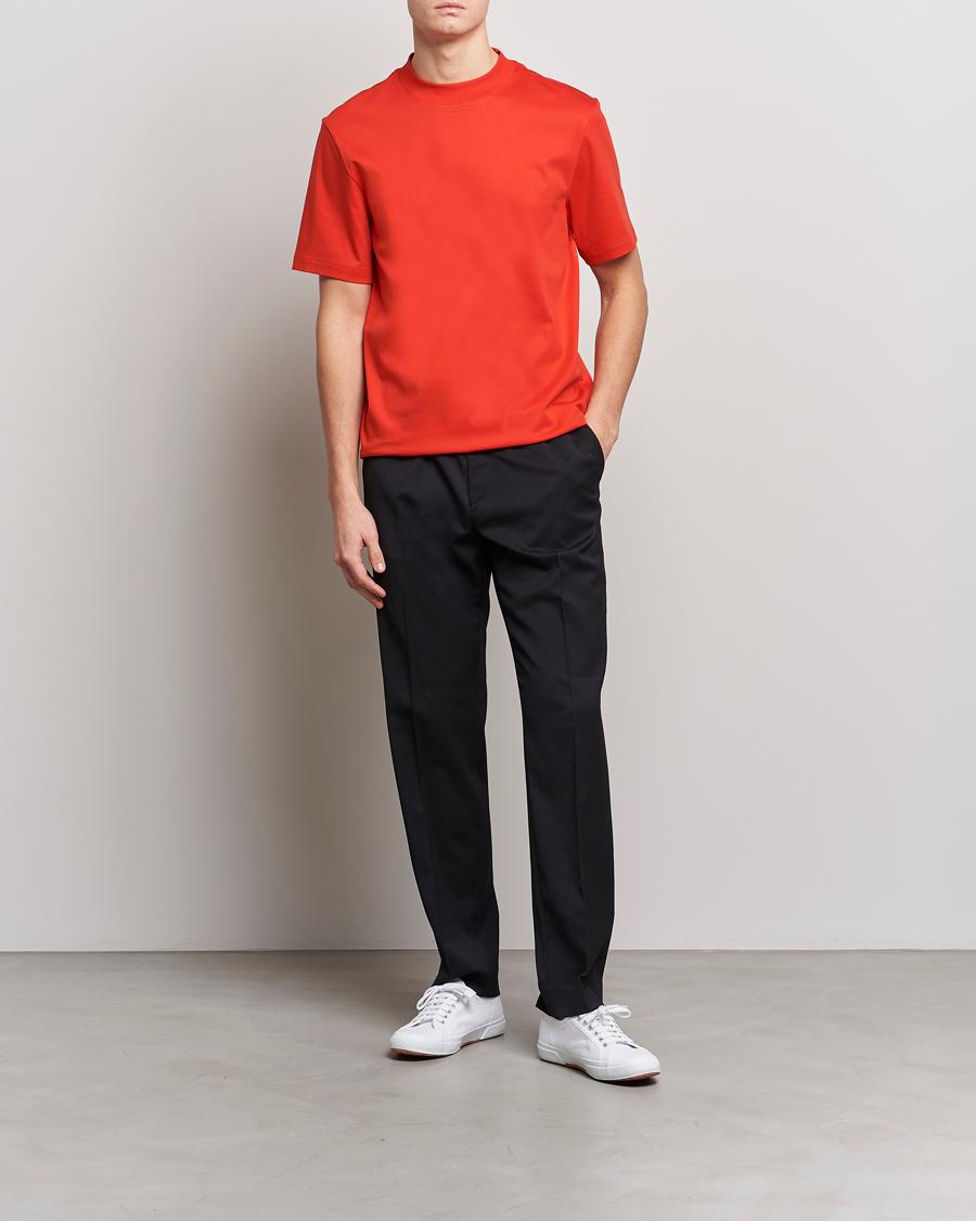 Herren | T-Shirts | J.Lindeberg | Ace Mock Neck Mercerized Cotton T-Shirt Fiery Red