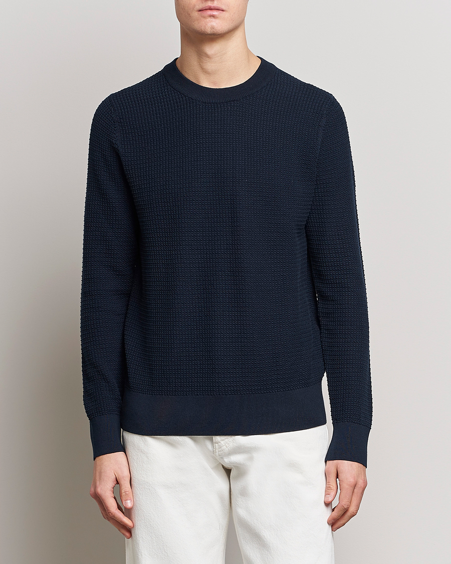 Herren |  | J.Lindeberg | Arthur Structure Organic Cotton Crew Neck Navy