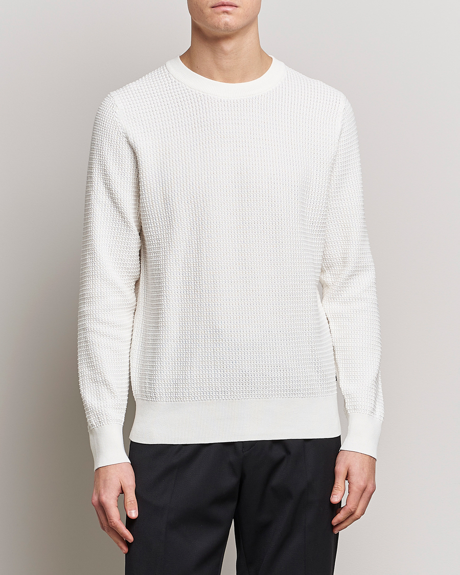 Herren | | J.Lindeberg | Arthur Structure Organic Cotton Crew Neck Cloud White
