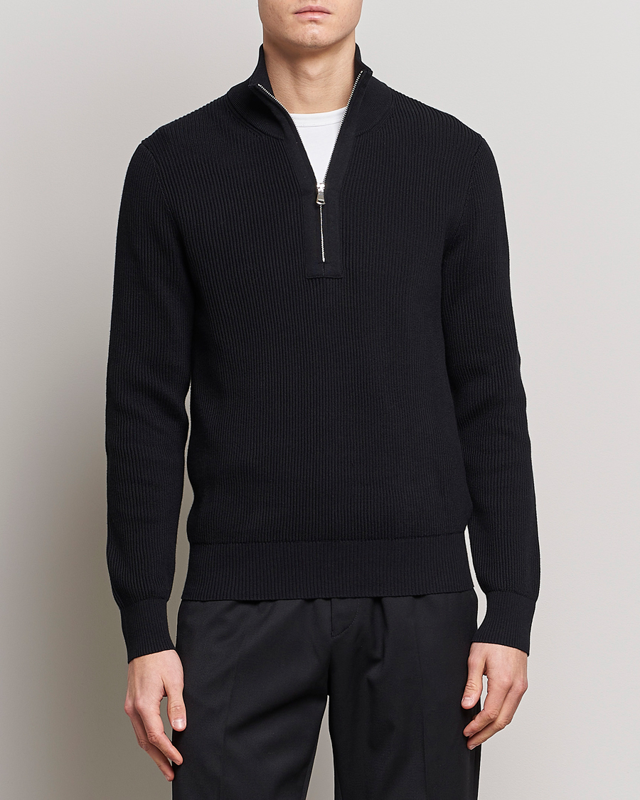 Herren | Pullover | J.Lindeberg | Alex Half Zip Organic Cotton Sweater Black
