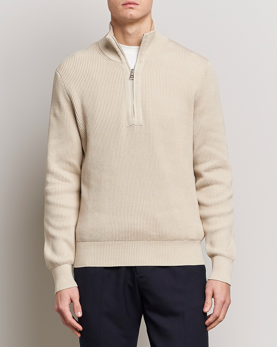 Herren |  | J.Lindeberg | Alex Half Zip Organic Cotton Sweater Turtledove