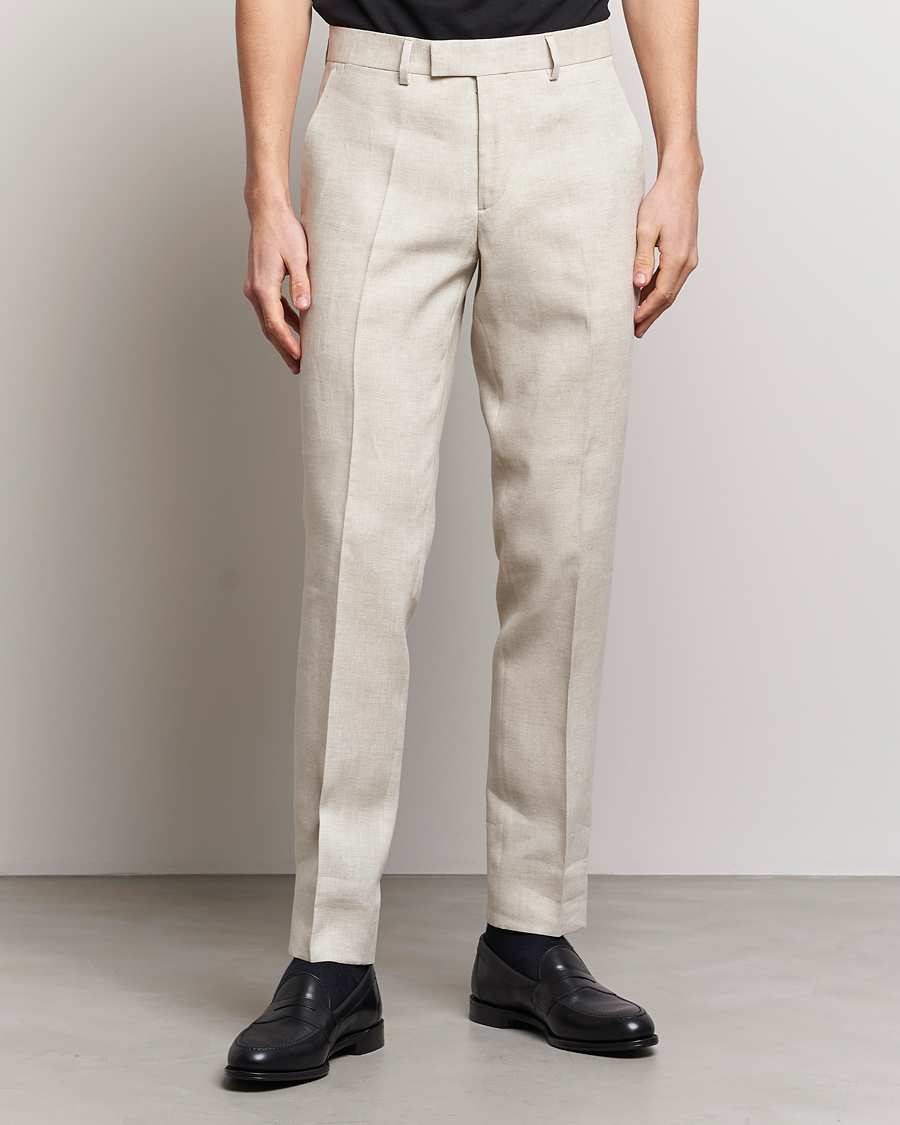 Herren | Hosen | J.Lindeberg | Grant Super Linen Trousers Safari Beige