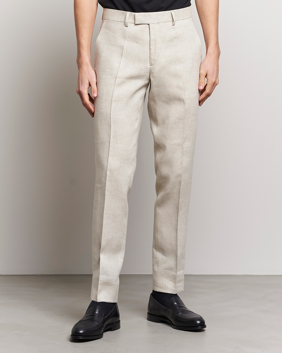 Herren | | J.Lindeberg | Grant Super Linen Trousers Safari Beige