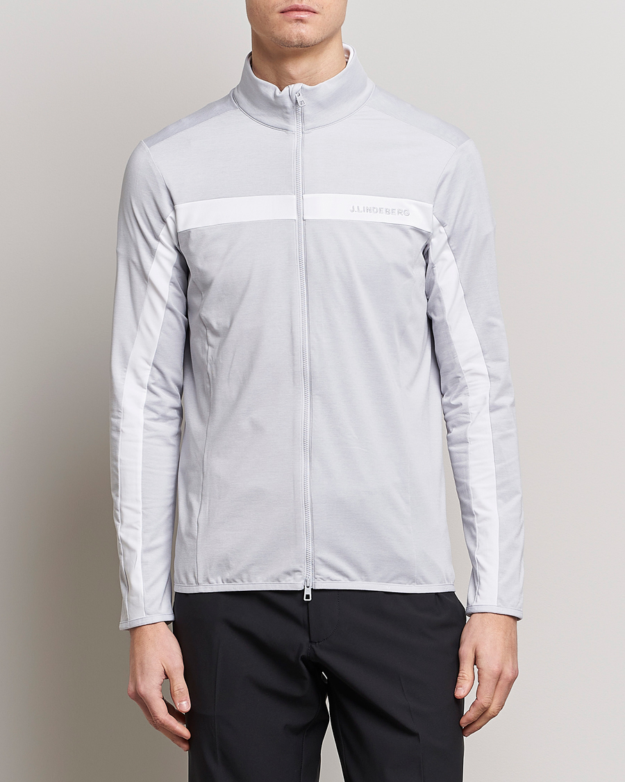 Herren | Pullover | J.Lindeberg | Jarvis Mid Layer Full Zip Light Grey Melange