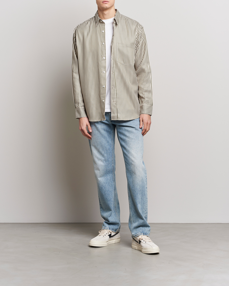 Herren | Hemden | Jeanerica | Come Tencel Striped Shirt Green/White
