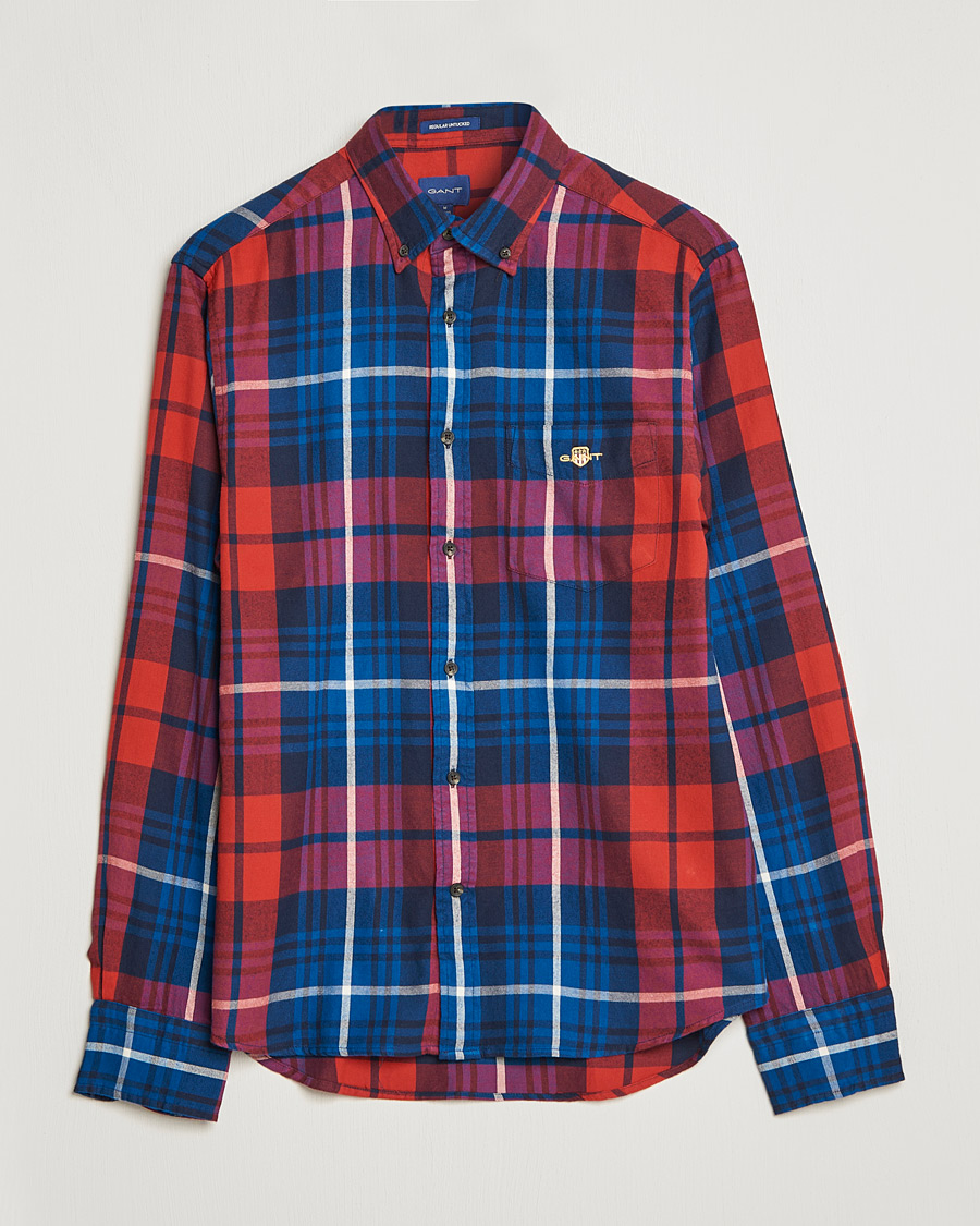 Herren | Hemden | Gant | Regular Plaid Flannel Shirt Ruby Red