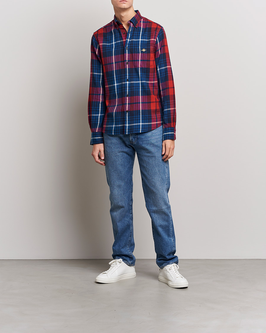 Herren | Hemden | GANT | Regular Plaid Flannel Shirt Ruby Red