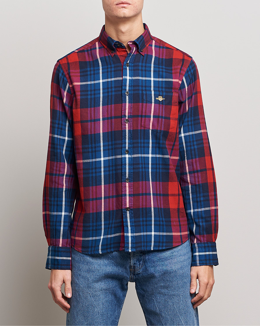 Herren | Hemden | GANT | Regular Plaid Flannel Shirt Ruby Red