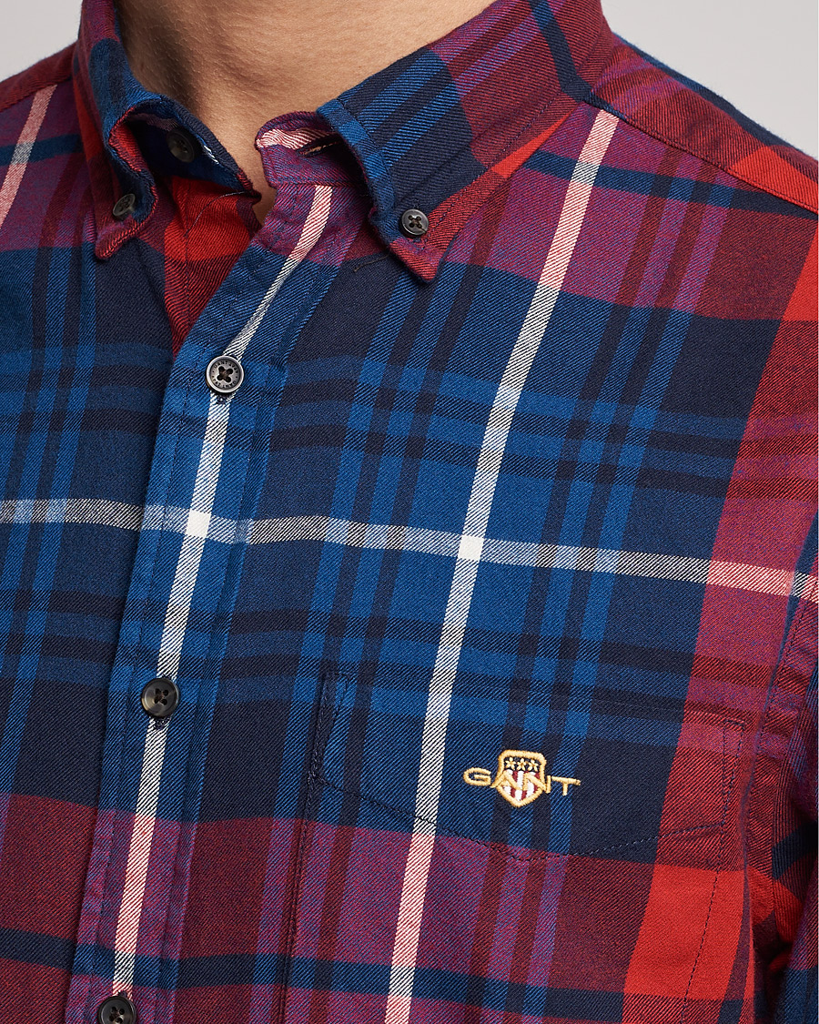 Herren | Hemden | Gant | Regular Plaid Flannel Shirt Ruby Red