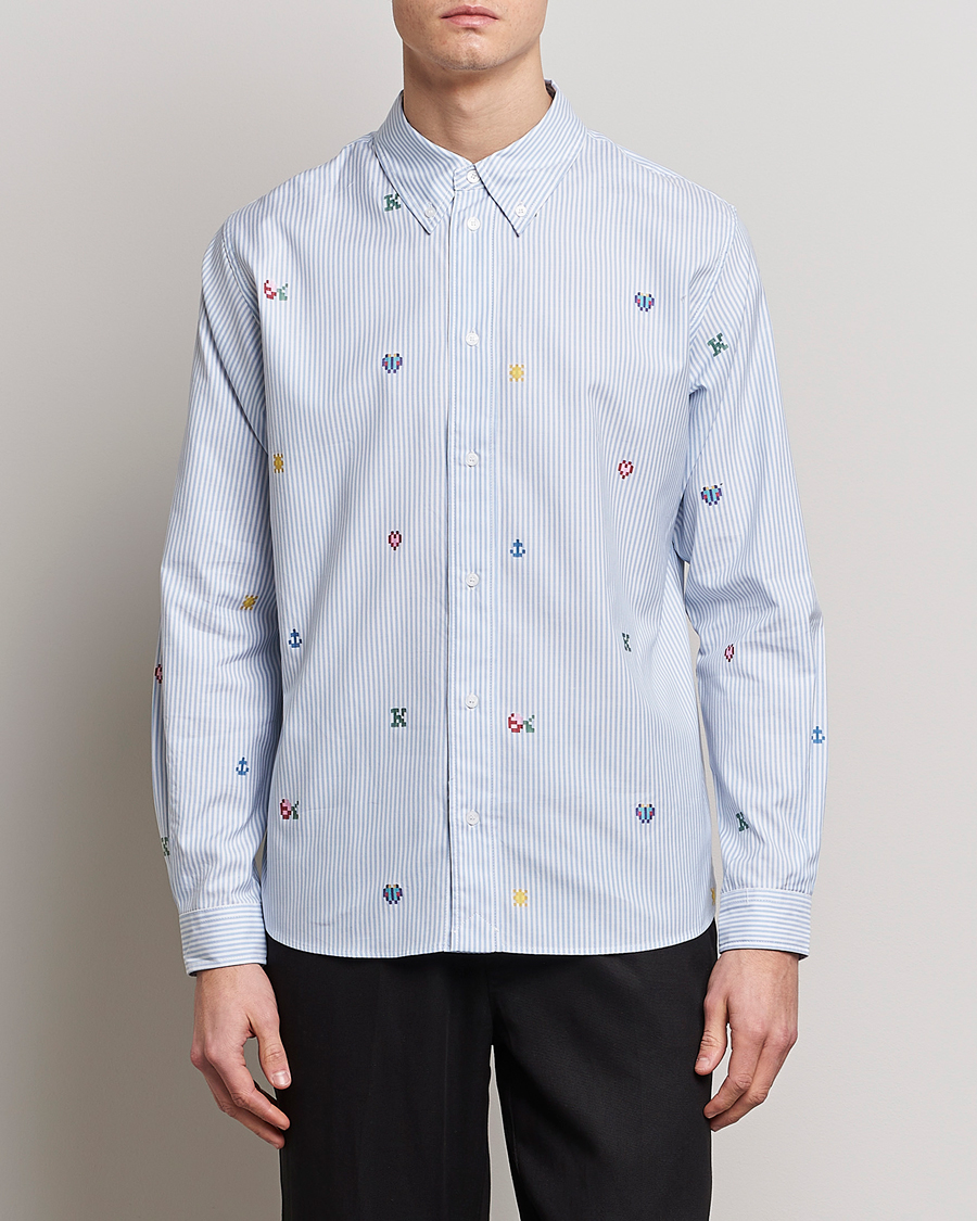 Herren |  | KENZO | Pixel Striped Casual Shirt Light Blue