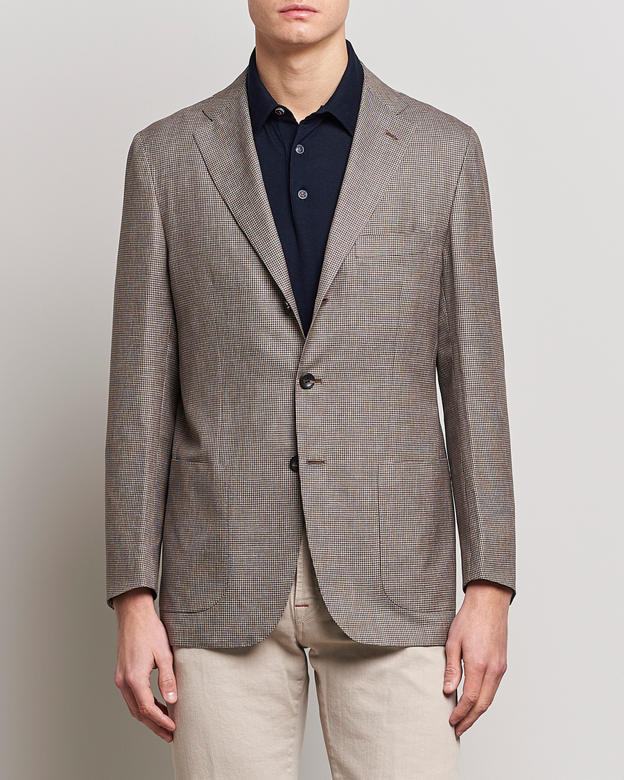 Herren | Sakkos | Kiton | Wool Houndstooth Blazer Beige