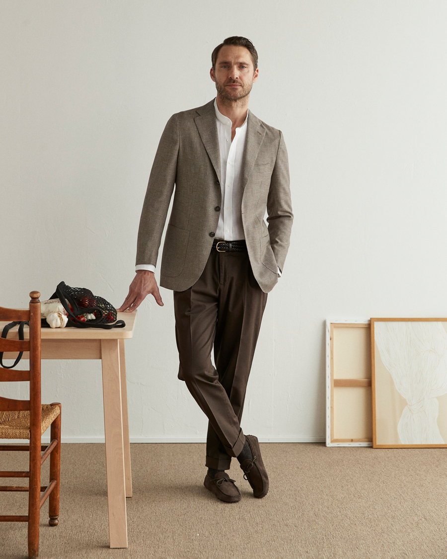 Herren | Sakkos | Kiton | Wool Houndstooth Blazer Beige