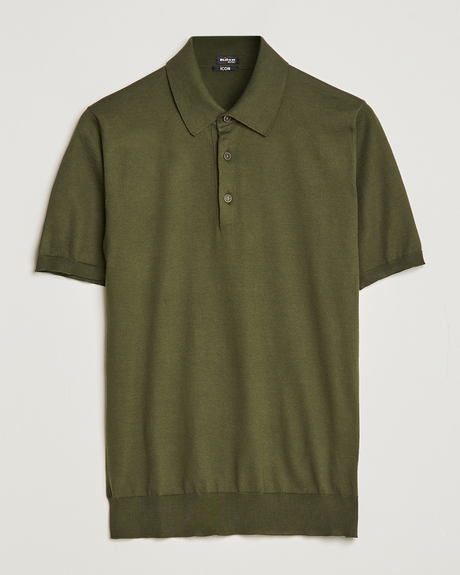 Herren | Poloshirt | Kiton | Sea Island Cotton Polo Dark Olive