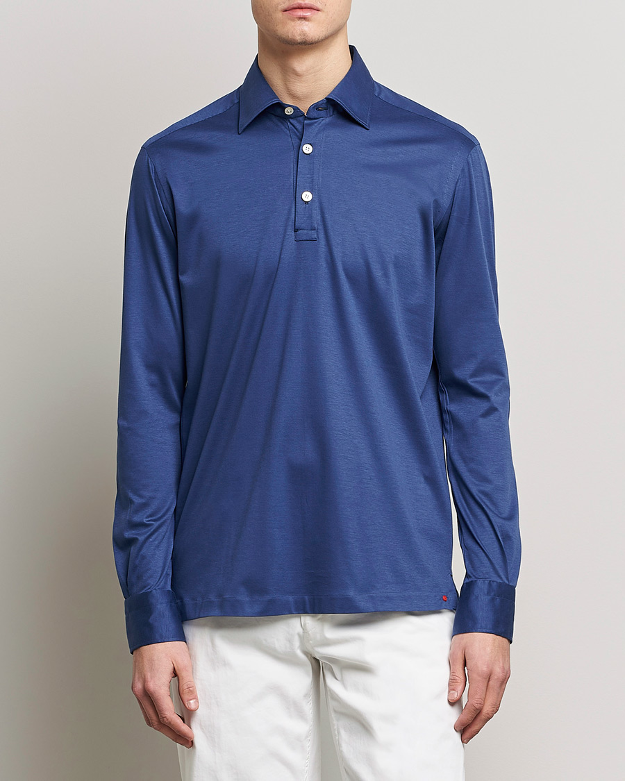 Herren | Polohemden | Kiton | Popover Shirt Dark Blue