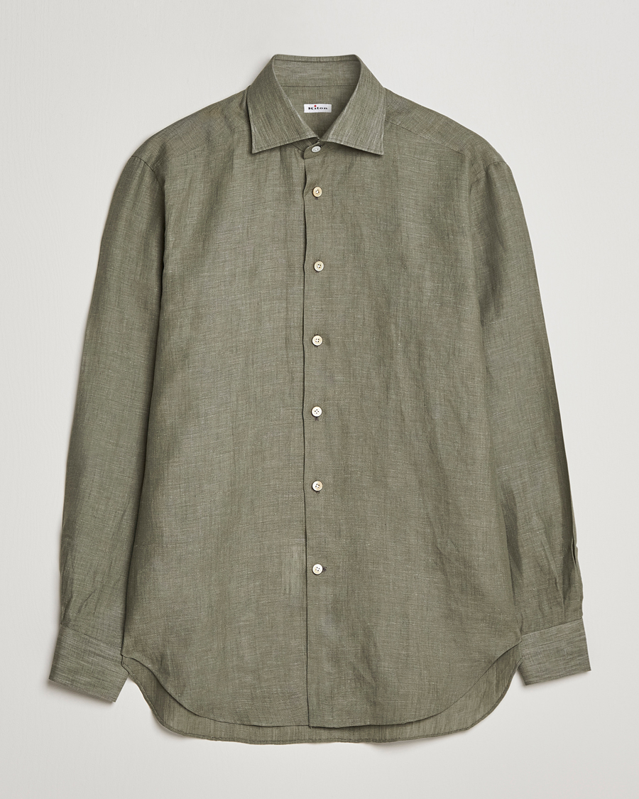 Herren | Hemden | Kiton | Linen Sport Shirt Olive