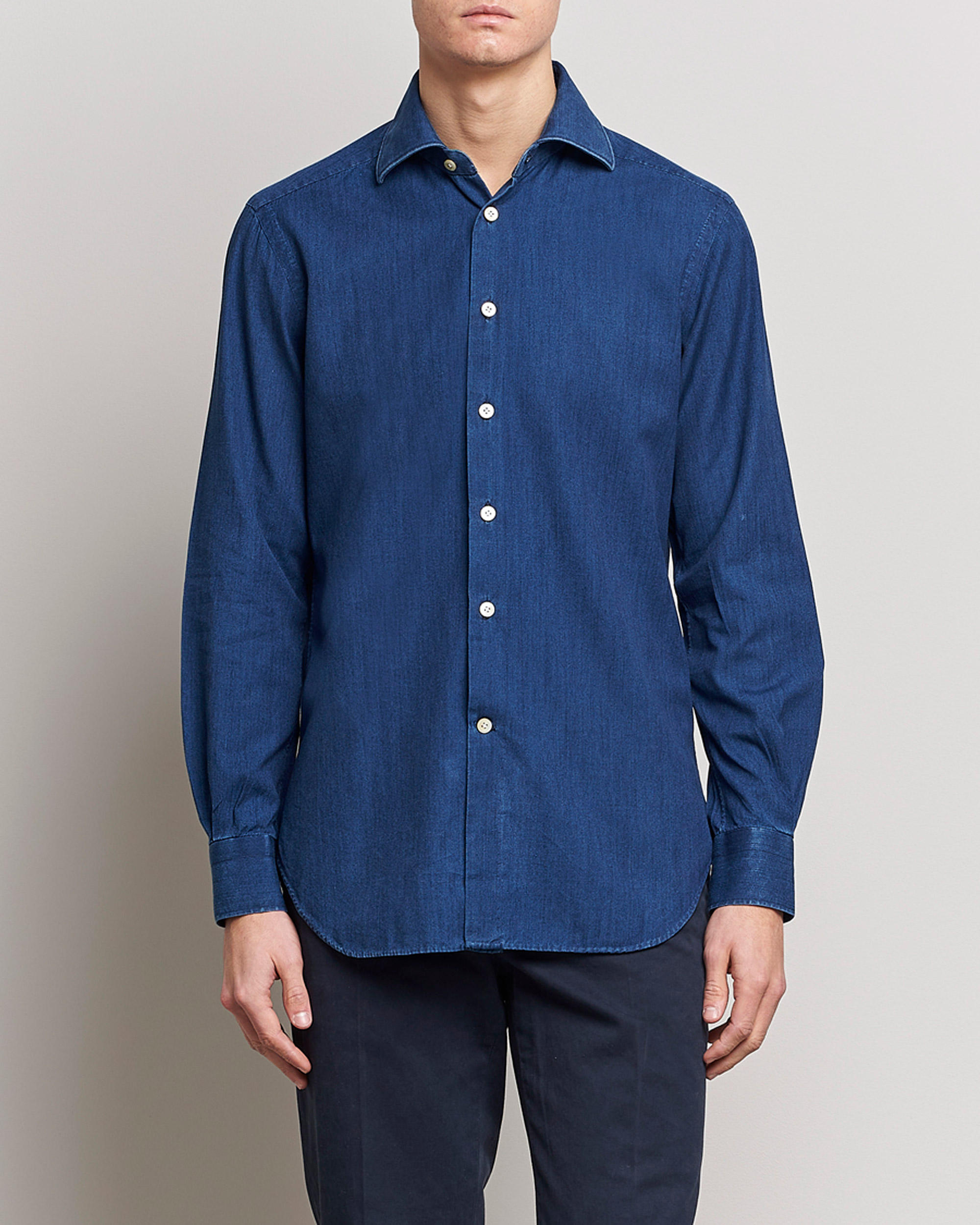 Herren | Jeanshemden | Kiton | Denim Sport Shirt Indigo Blue