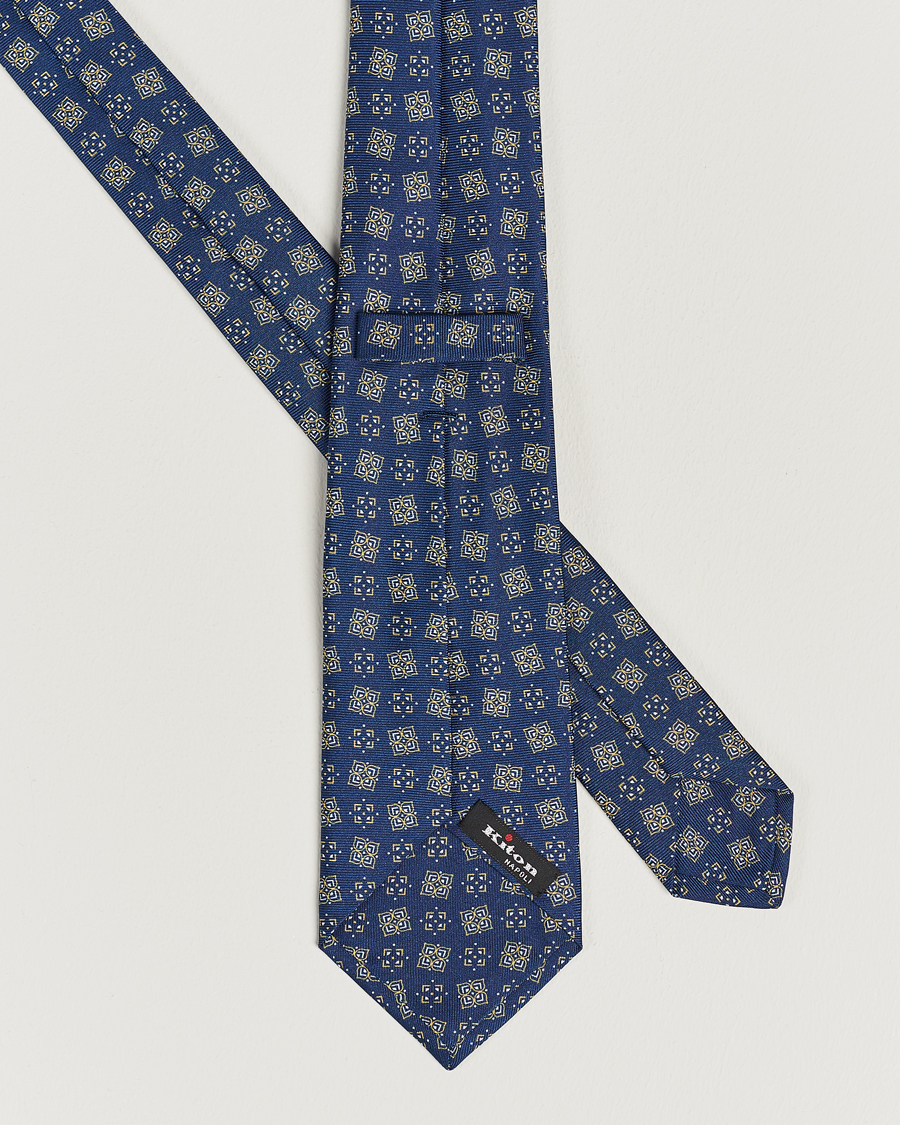 Herren | Kiton Printed Silk Tie Navy | Kiton | Printed Silk Tie Navy