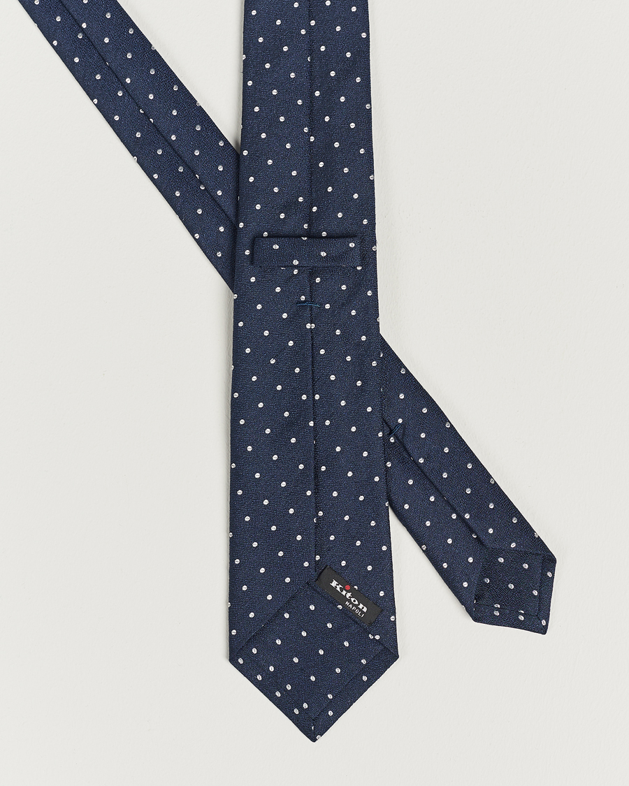Herren | Luxury Brands | Kiton | Dotted Silk/Linen Tie Navy