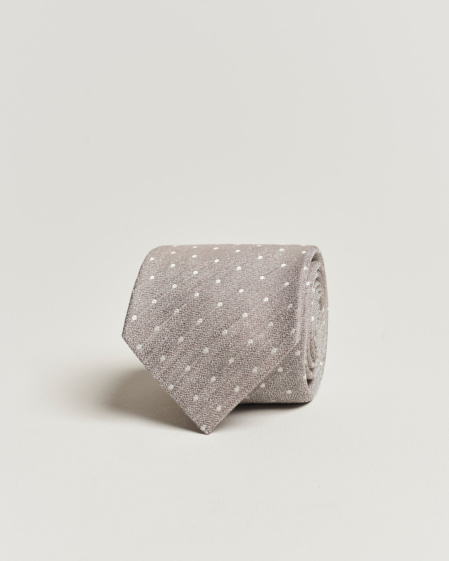 Herren | Kiton Dotted Silk/Linen Tie Beige | Kiton | Dotted Silk/Linen Tie Beige