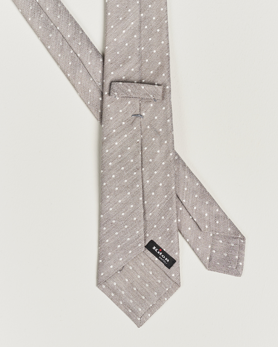 Herren | Luxury Brands | Kiton | Dotted Silk/Linen Tie Beige