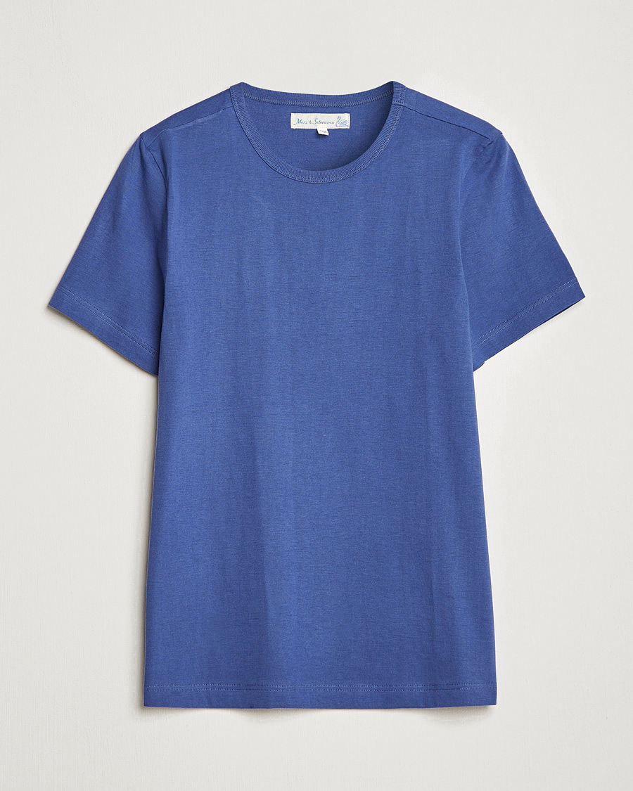Herren | T-Shirts | Merz b. Schwanen | 1950s Classic Loopwheeled T-Shirt Pacific Blue
