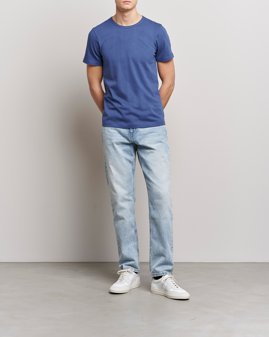 Herren | T-Shirts | Merz b. Schwanen | 1950s Classic Loopwheeled T-Shirt Pacific Blue