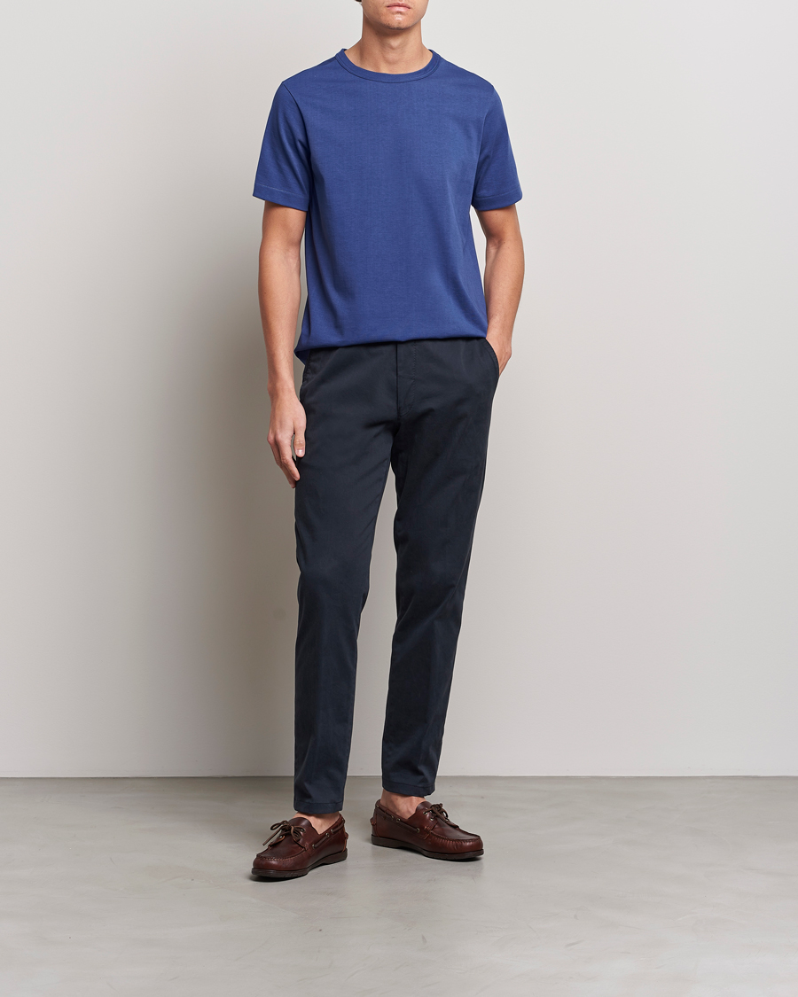 Herren | T-Shirts | Merz b. Schwanen | Relaxed Loopwheeled Sturdy T-Shirt Pacific Blue