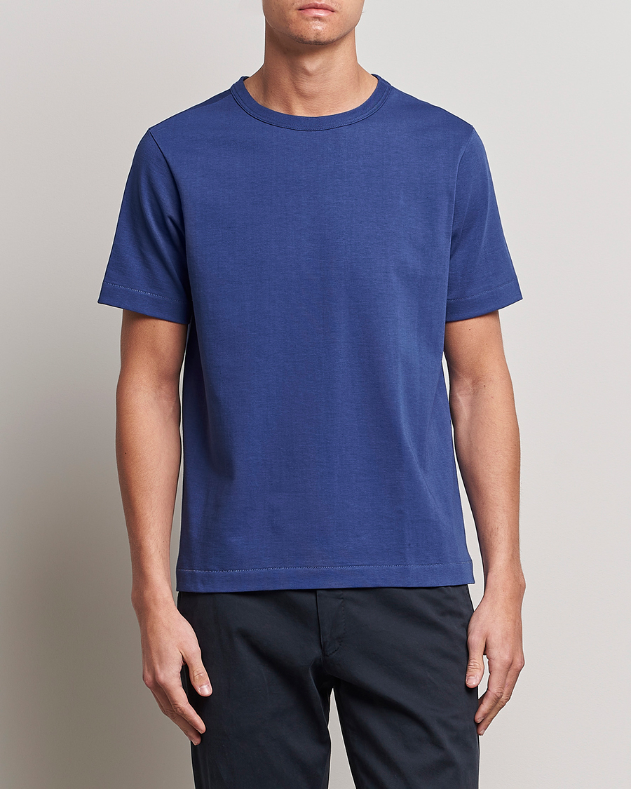 Herren |  | Merz b. Schwanen | Relaxed Loopwheeled Sturdy T-Shirt Pacific Blue