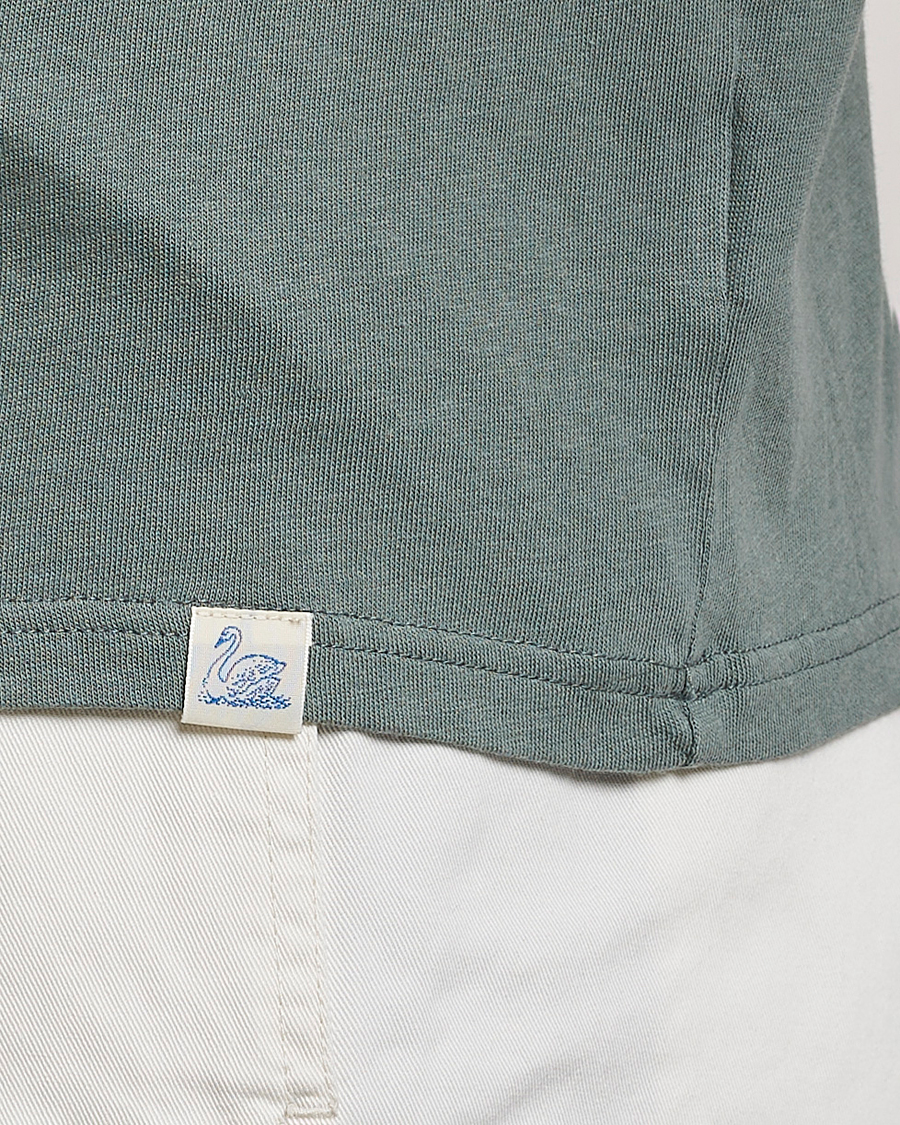 Herren | T-Shirts | Merz b. Schwanen | Organic Cotton Washed Crew Neck T-Shirt Green Stone