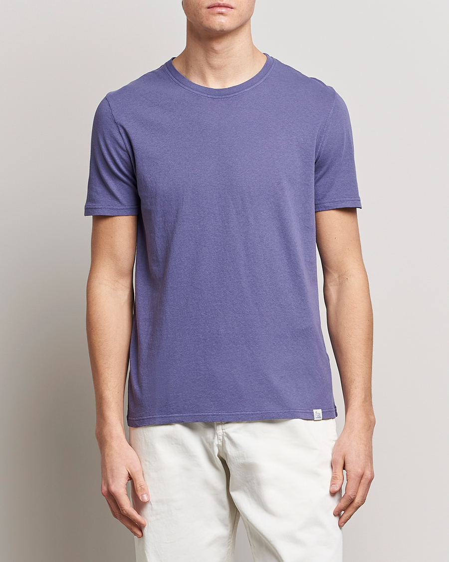 Herren | Merz b. Schwanen | Merz b. Schwanen | Organic Cotton Washed Crew Neck T-Shirt Purple