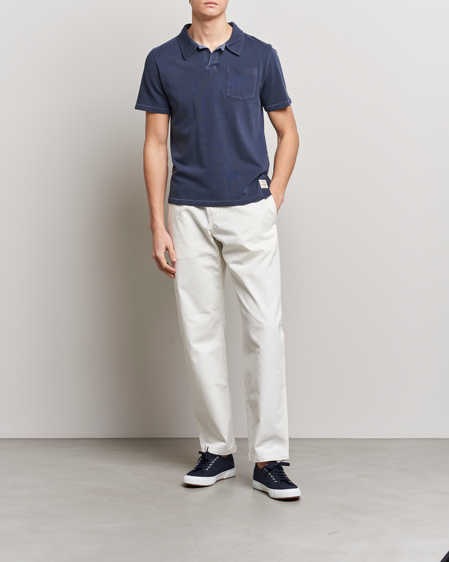 Herren | Poloshirt | Merz b. Schwanen | Organic Cotton Washed Polo Denim Blue