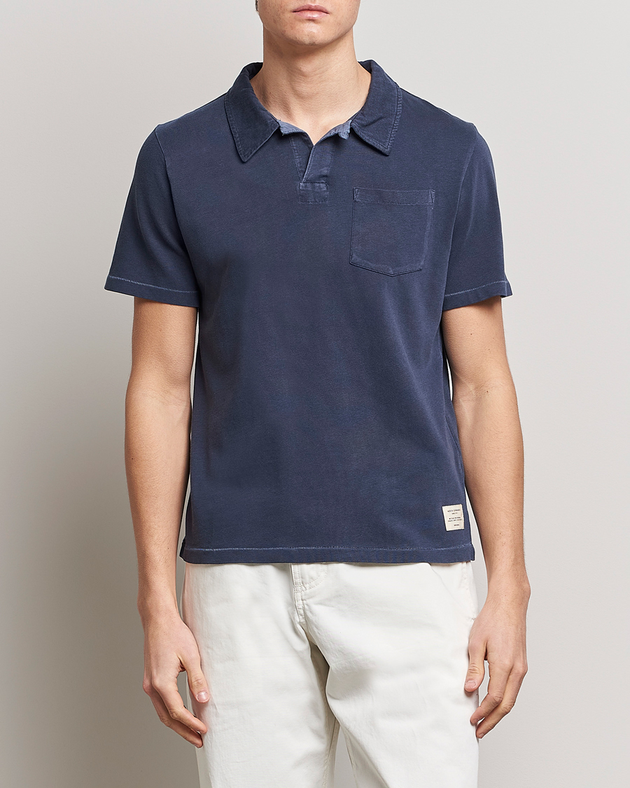 Herren |  | Merz b. Schwanen | Organic Cotton Washed Polo Denim Blue