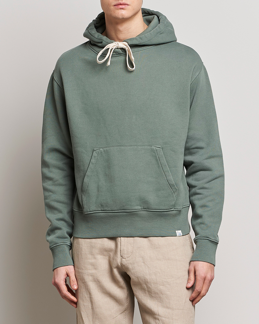 Herren |  | Merz b. Schwanen | Organic Cotton Washed Hoodie Green Stone