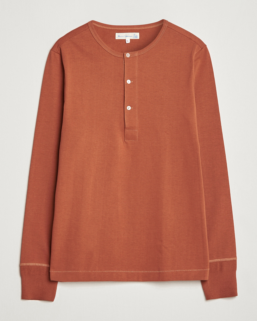 Herren | Pullover | Merz b. Schwanen | Classic Organic Cotton Henley Sweater Sierra Red