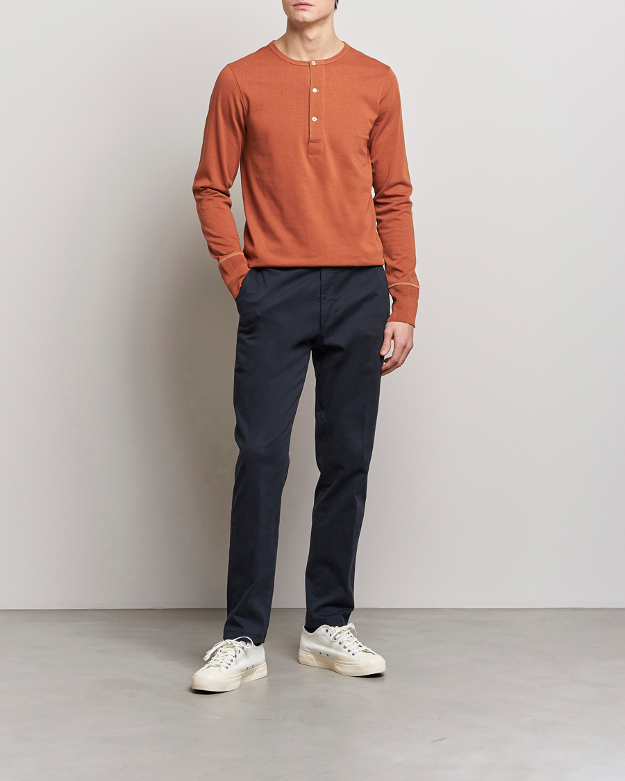 Herren | Pullover | Merz b. Schwanen | Classic Organic Cotton Henley Sweater Sierra Red