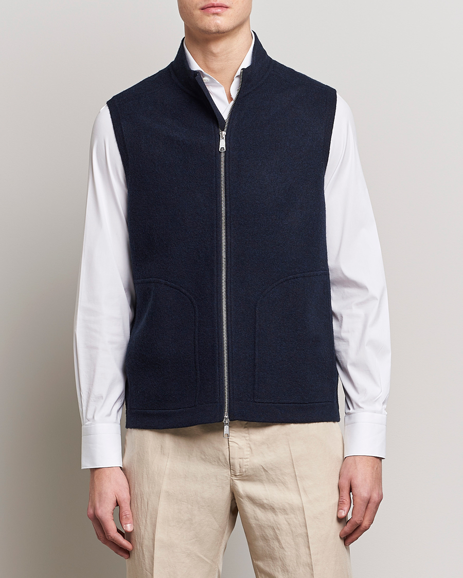 Herren | Morris Jacken | Morris Heritage | Pierre Boiled Wool Vest Navy