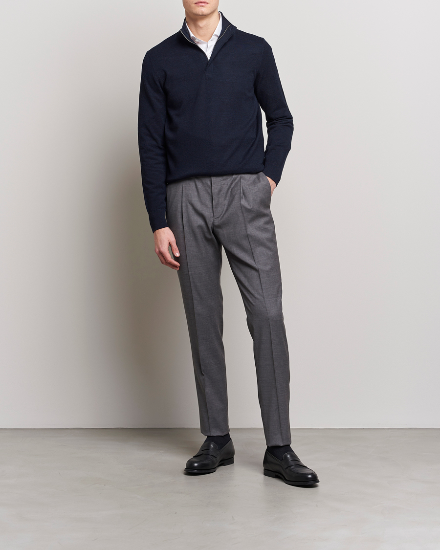 Herren | Pullover | Morris Heritage | Alberto Merino Half Zip Navy