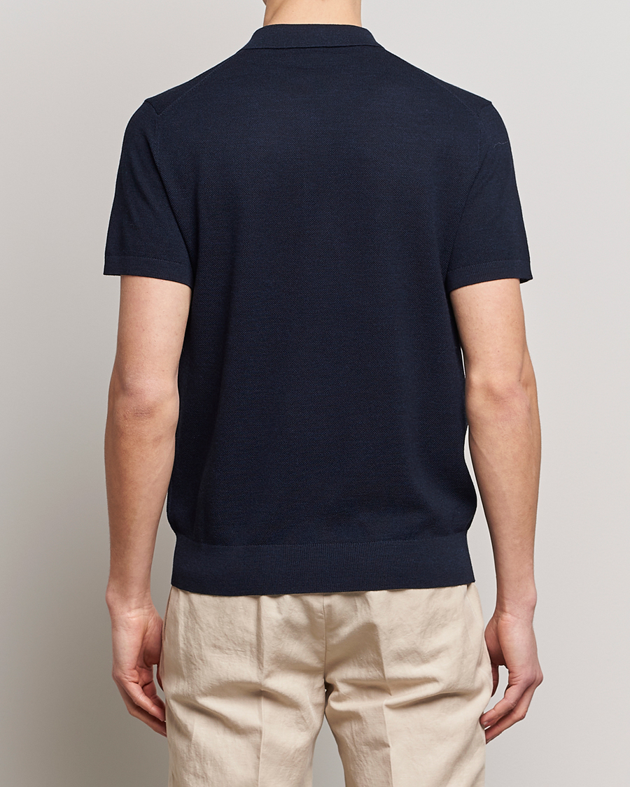 Herren | Poloshirts | Morris Heritage | Alberto Knitted Short Sleeve Knitted Shirt Navy