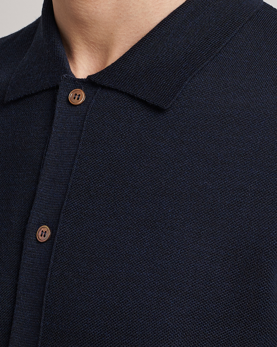 Herren | Poloshirts | Morris Heritage | Alberto Knitted Short Sleeve Knitted Shirt Navy